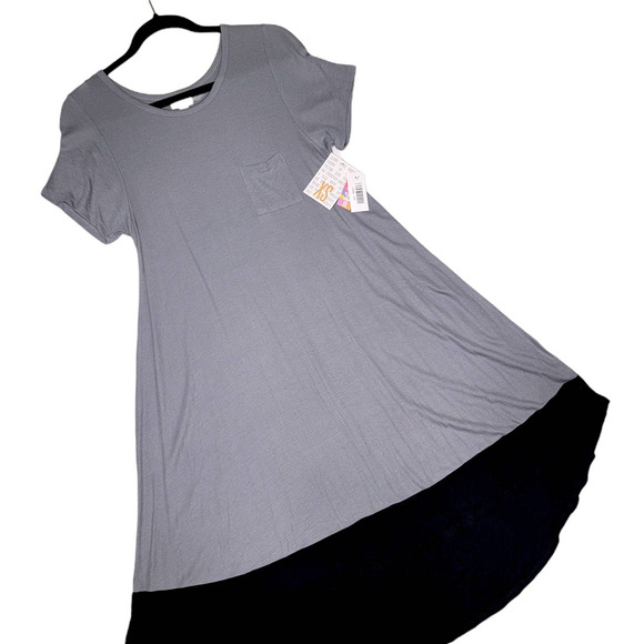LuLaRoe Dresses & Skirts - LuLaRoe Dipped Two Tone Carly Dress XS NEW Gray Black High Low A-Line Swing